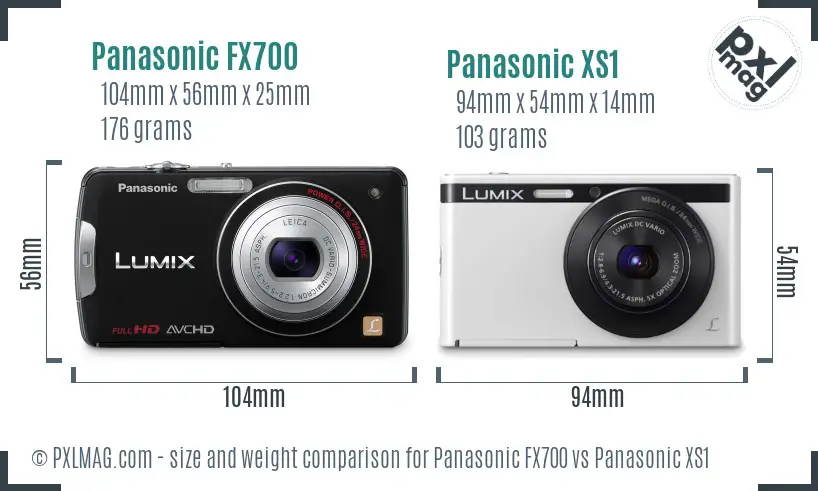 Panasonic FX700 vs Panasonic XS1 size comparison