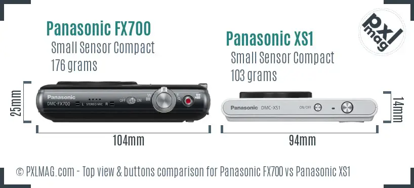 Panasonic FX700 vs Panasonic XS1 top view buttons comparison