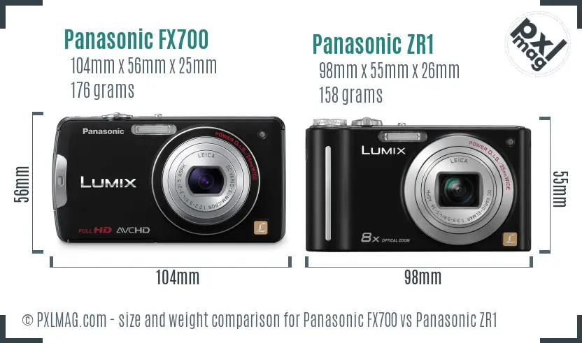 Panasonic FX700 vs Panasonic ZR1 size comparison