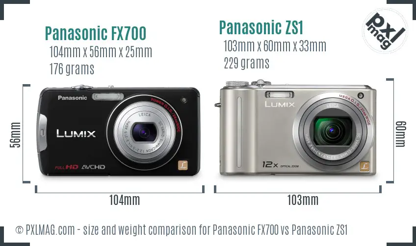 Panasonic FX700 vs Panasonic ZS1 size comparison