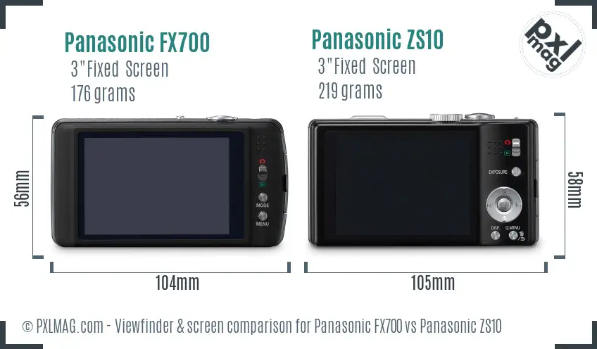 Panasonic FX700 vs Panasonic ZS10 Screen and Viewfinder comparison