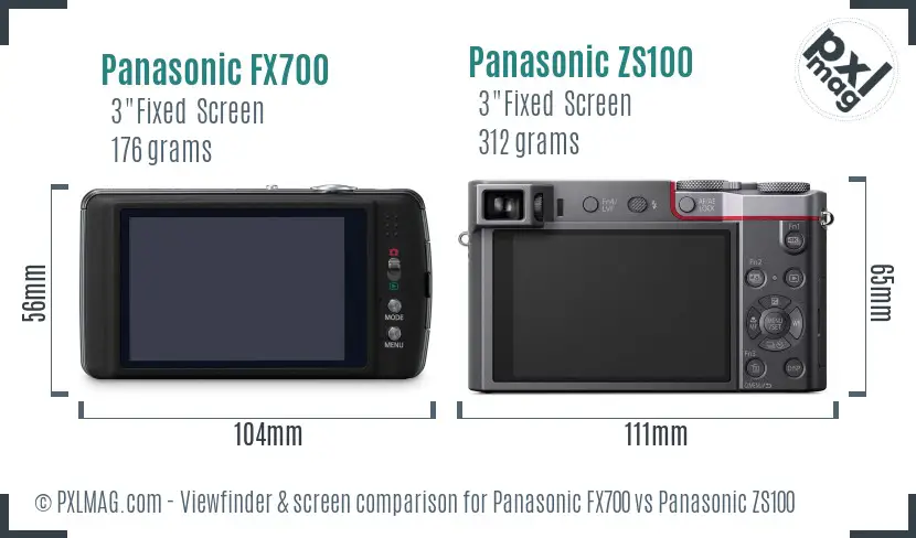 Panasonic FX700 vs Panasonic ZS100 Screen and Viewfinder comparison