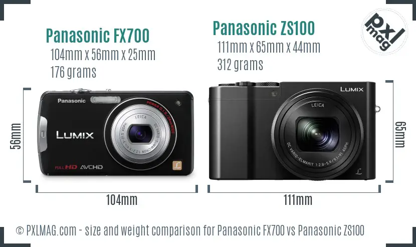 Panasonic FX700 vs Panasonic ZS100 size comparison