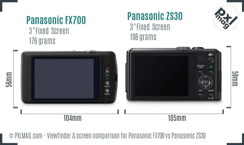 Panasonic FX700 vs Panasonic ZS30 Screen and Viewfinder comparison