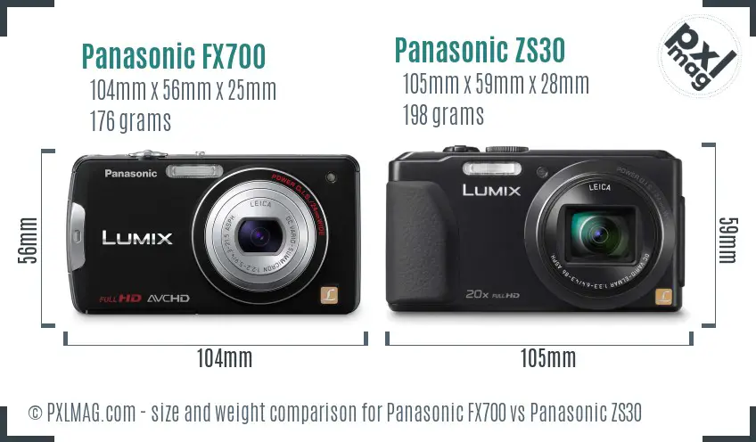Panasonic FX700 vs Panasonic ZS30 size comparison