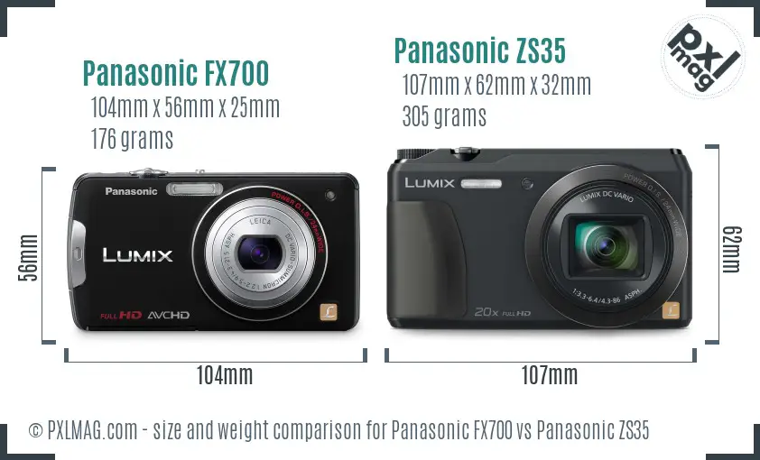 Panasonic FX700 vs Panasonic ZS35 size comparison