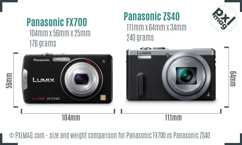Panasonic FX700 vs Panasonic ZS40 size comparison