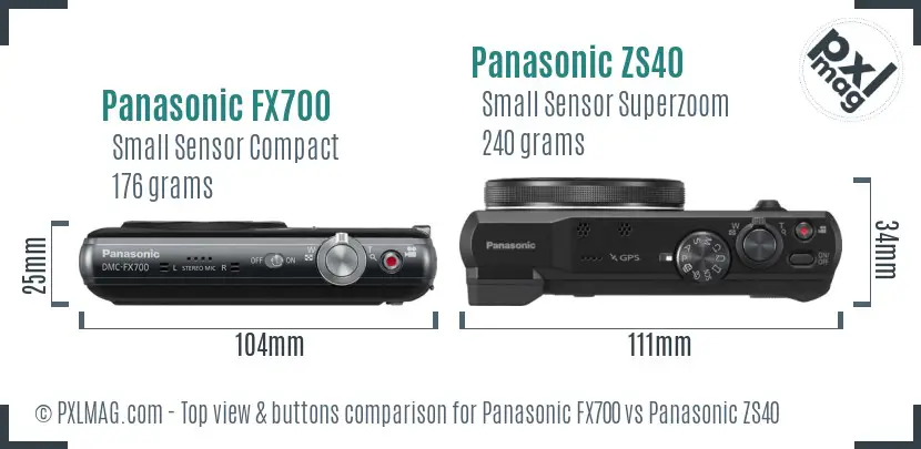 Panasonic FX700 vs Panasonic ZS40 top view buttons comparison