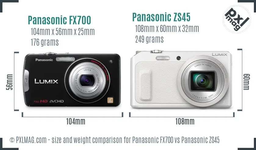Panasonic FX700 vs Panasonic ZS45 size comparison