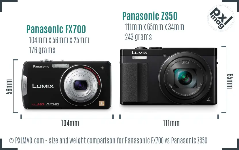 Panasonic FX700 vs Panasonic ZS50 size comparison