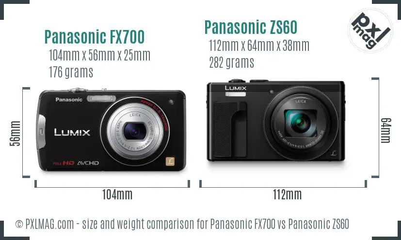 Panasonic FX700 vs Panasonic ZS60 size comparison