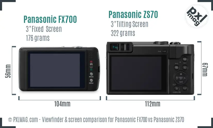 Panasonic FX700 vs Panasonic ZS70 Screen and Viewfinder comparison