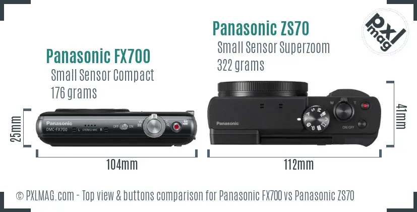 Panasonic FX700 vs Panasonic ZS70 top view buttons comparison