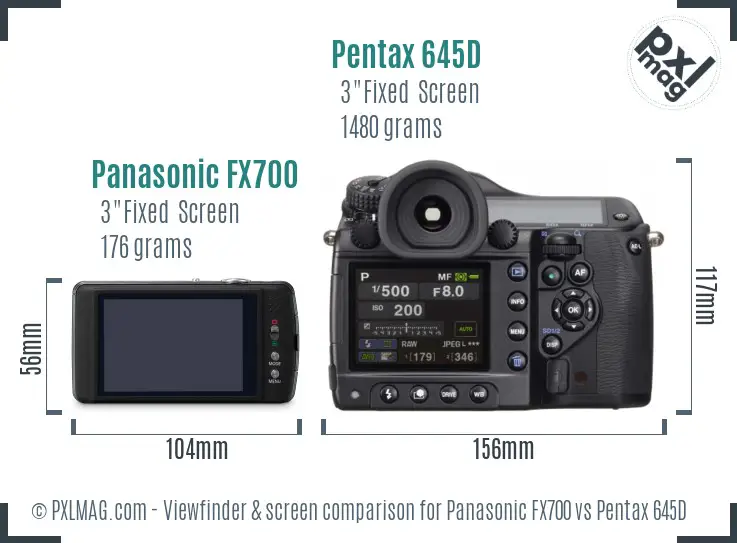 Panasonic FX700 vs Pentax 645D Screen and Viewfinder comparison