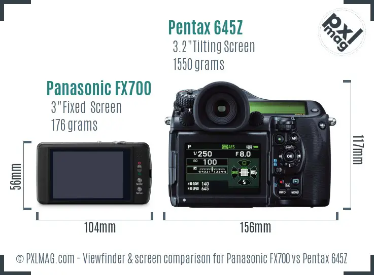 Panasonic FX700 vs Pentax 645Z Screen and Viewfinder comparison