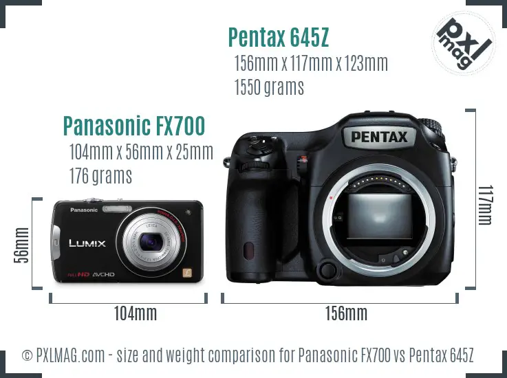 Panasonic FX700 vs Pentax 645Z size comparison