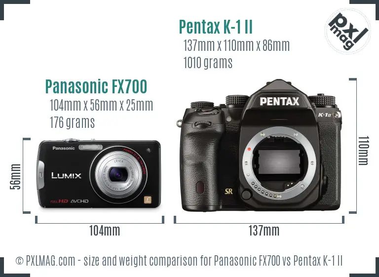 Panasonic FX700 vs Pentax K-1 II size comparison