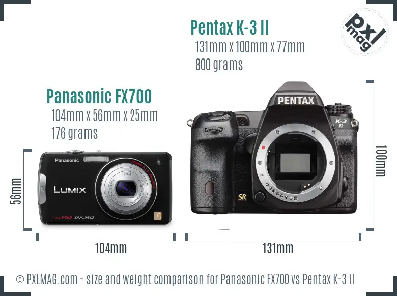 Panasonic FX700 vs Pentax K-3 II size comparison