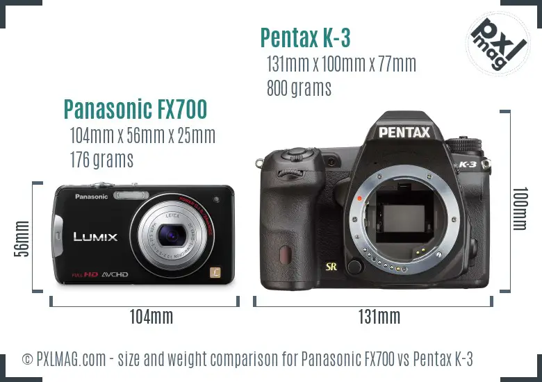 Panasonic FX700 vs Pentax K-3 size comparison