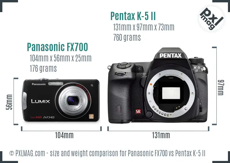 Panasonic FX700 vs Pentax K-5 II size comparison