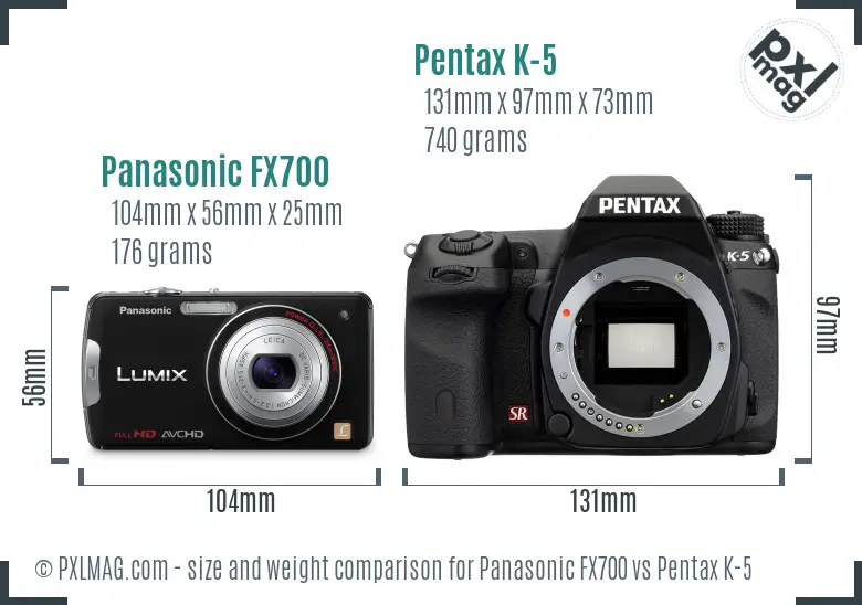 Panasonic FX700 vs Pentax K-5 size comparison