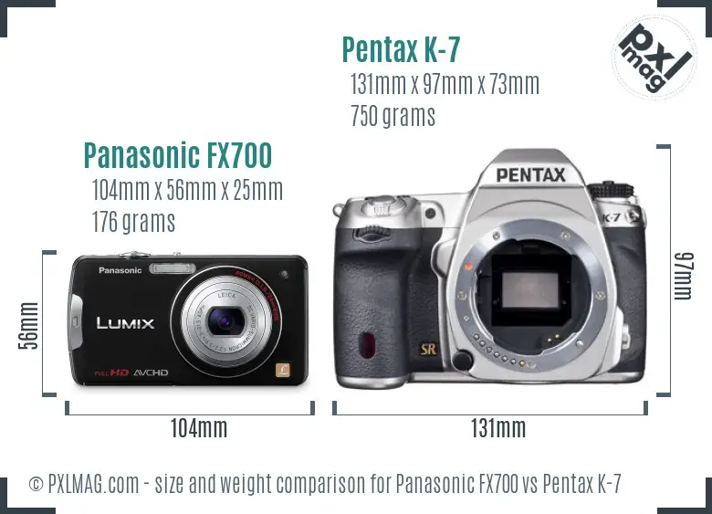Panasonic FX700 vs Pentax K-7 size comparison