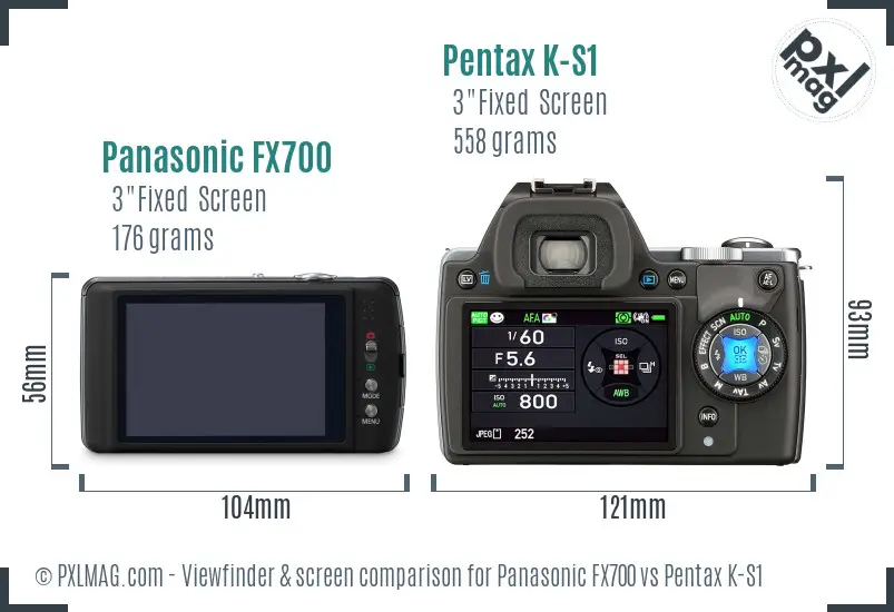 Panasonic FX700 vs Pentax K-S1 Screen and Viewfinder comparison