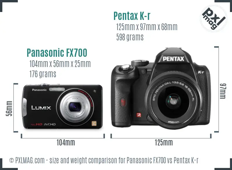 Panasonic FX700 vs Pentax K-r size comparison