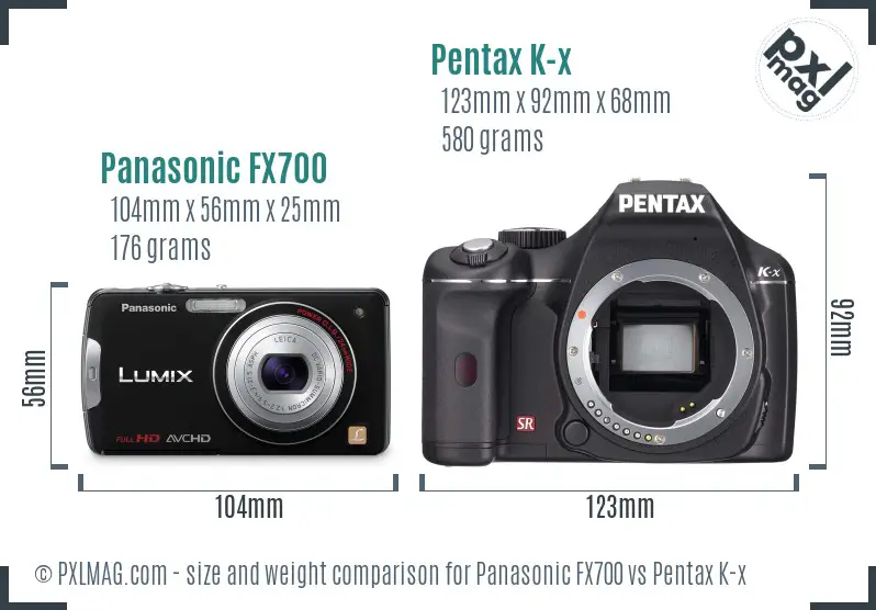 Panasonic FX700 vs Pentax K-x size comparison