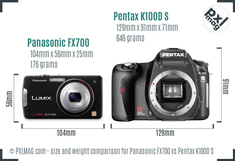 Panasonic FX700 vs Pentax K100D S size comparison