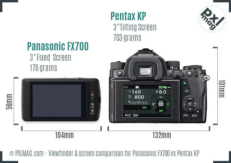 Panasonic FX700 vs Pentax KP Screen and Viewfinder comparison