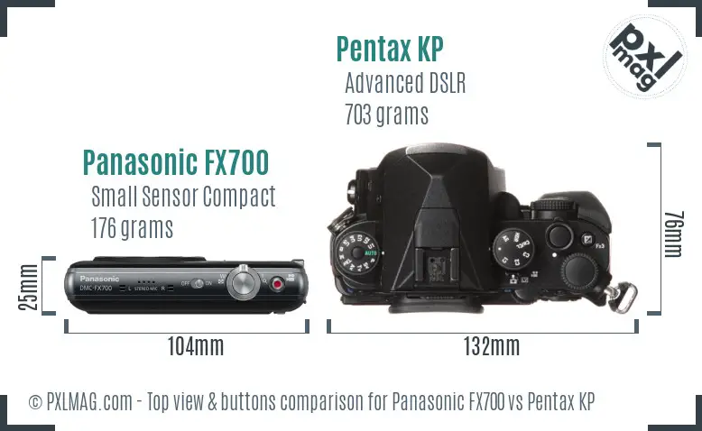 Panasonic FX700 vs Pentax KP top view buttons comparison