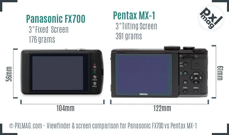 Panasonic FX700 vs Pentax MX-1 Screen and Viewfinder comparison