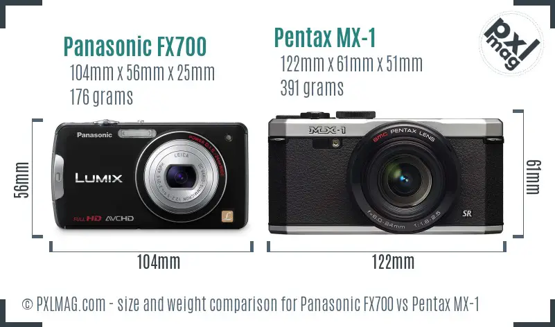 Panasonic FX700 vs Pentax MX-1 size comparison