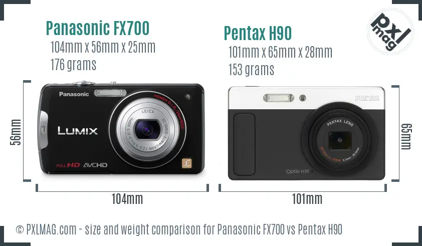 Panasonic FX700 vs Pentax H90 size comparison