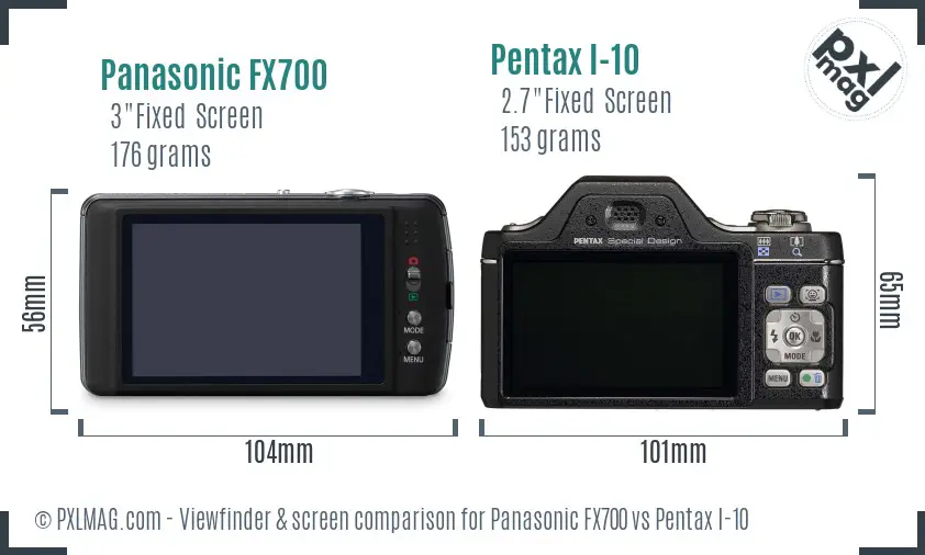 Panasonic FX700 vs Pentax I-10 Screen and Viewfinder comparison
