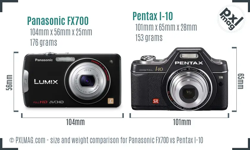 Panasonic FX700 vs Pentax I-10 size comparison