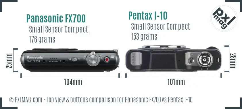 Panasonic FX700 vs Pentax I-10 top view buttons comparison