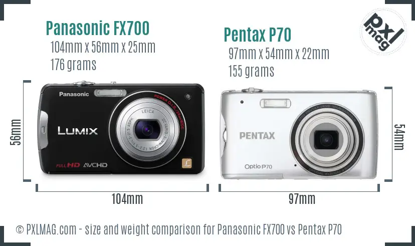 Panasonic FX700 vs Pentax P70 size comparison