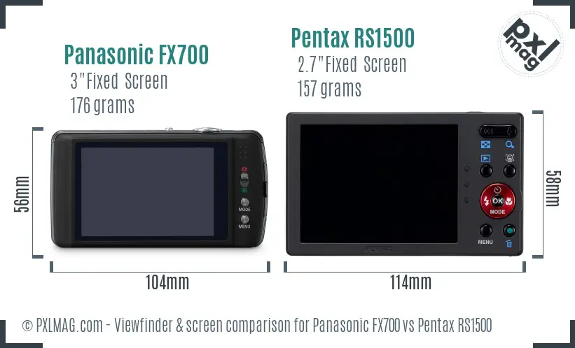 Panasonic FX700 vs Pentax RS1500 Screen and Viewfinder comparison