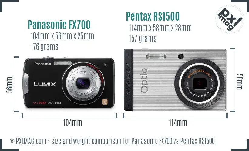 Panasonic FX700 vs Pentax RS1500 size comparison