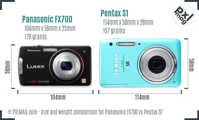 Panasonic FX700 vs Pentax S1 size comparison