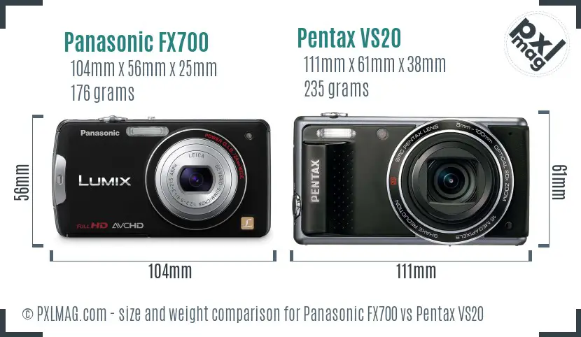 Panasonic FX700 vs Pentax VS20 size comparison