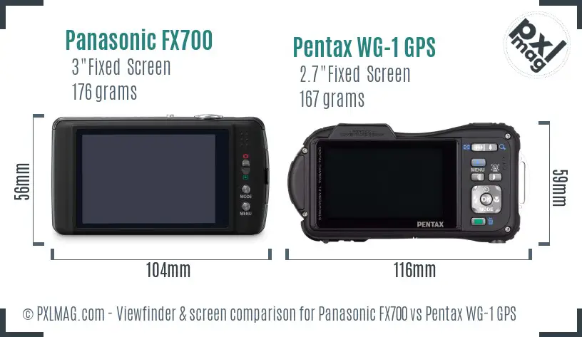 Panasonic FX700 vs Pentax WG-1 GPS Screen and Viewfinder comparison