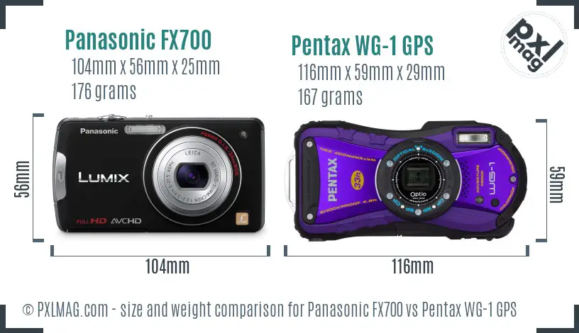 Panasonic FX700 vs Pentax WG-1 GPS size comparison