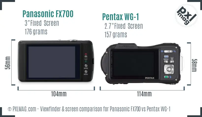 Panasonic FX700 vs Pentax WG-1 Screen and Viewfinder comparison