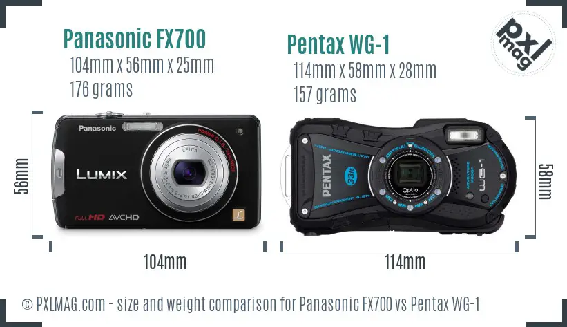 Panasonic FX700 vs Pentax WG-1 size comparison