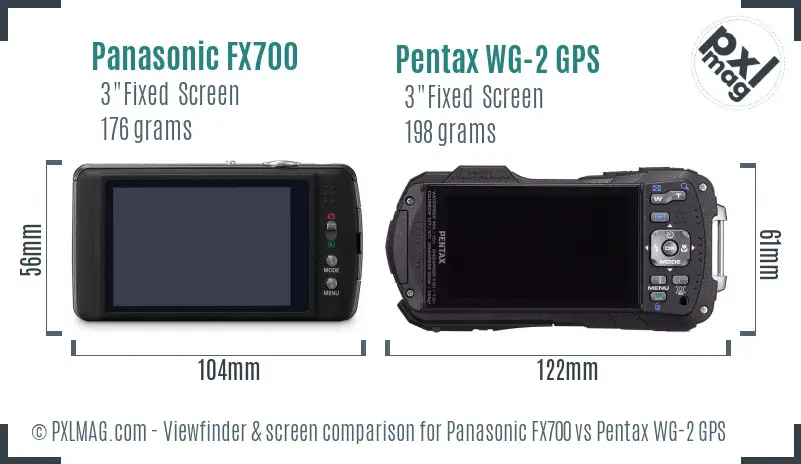 Panasonic FX700 vs Pentax WG-2 GPS Screen and Viewfinder comparison