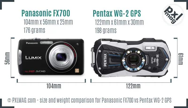 Panasonic FX700 vs Pentax WG-2 GPS size comparison