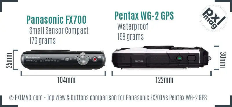 Panasonic FX700 vs Pentax WG-2 GPS top view buttons comparison